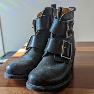 Frye Sabrina Double Buckle Black Women's 8.5